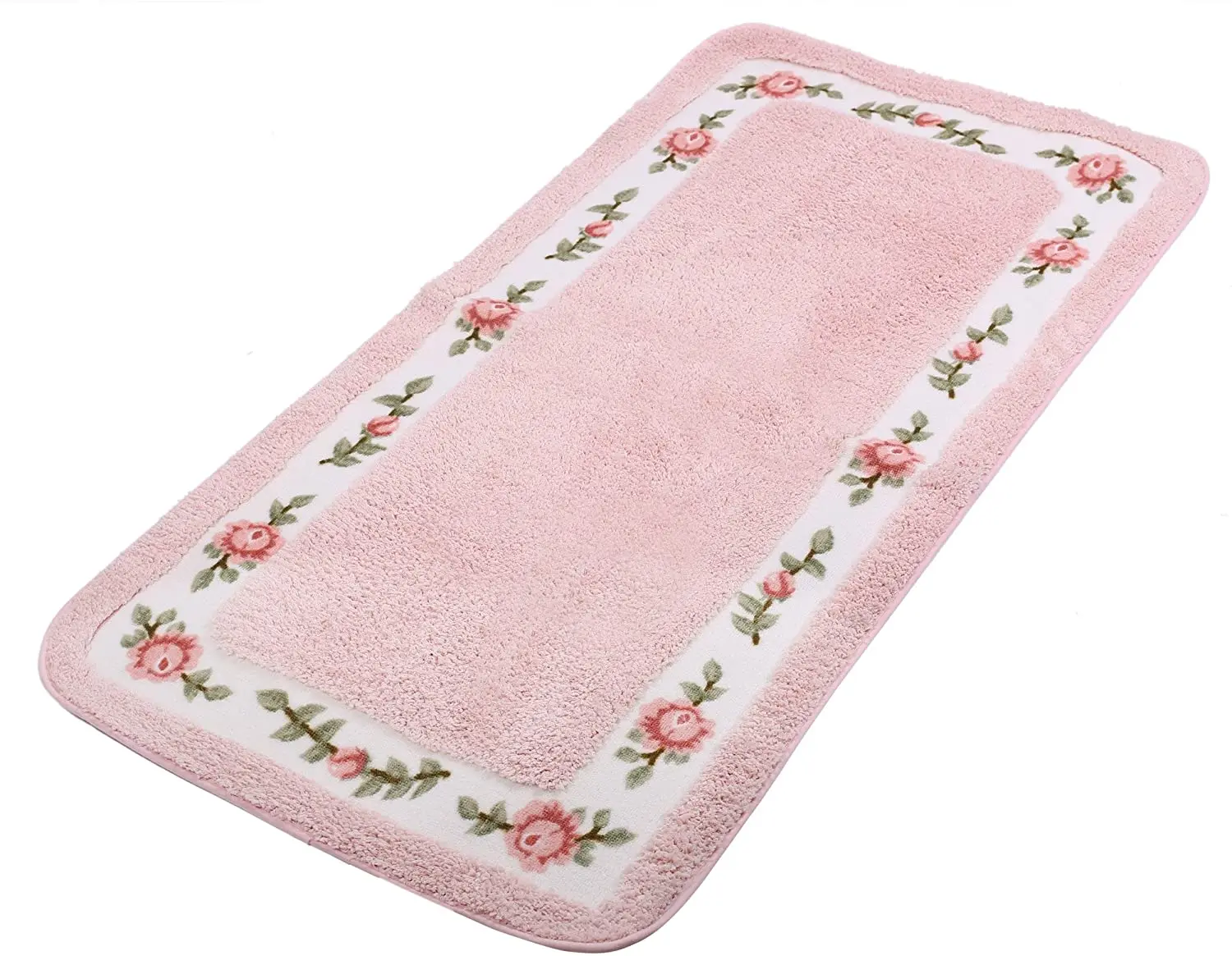 

Bath Rugs Mats for Bathroom Bedroom Kitchen Non Slip Microfiber Rose Floral Rectangular, Rustic Home Decor