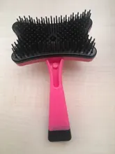Cepillo para mascotas cepillado de pelo de plástico automático herramienta de eliminación de perro gato peine de pelo suelto para caras de mascotas boquilla de piel aseo azul, rosa, naranja
