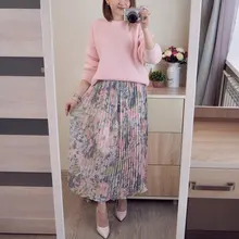 REALEFT-faldas largas plisadas con estampado Floral para mujer, faldas largas de tul, de cintura alta, sueltas, para primavera y verano, 2021