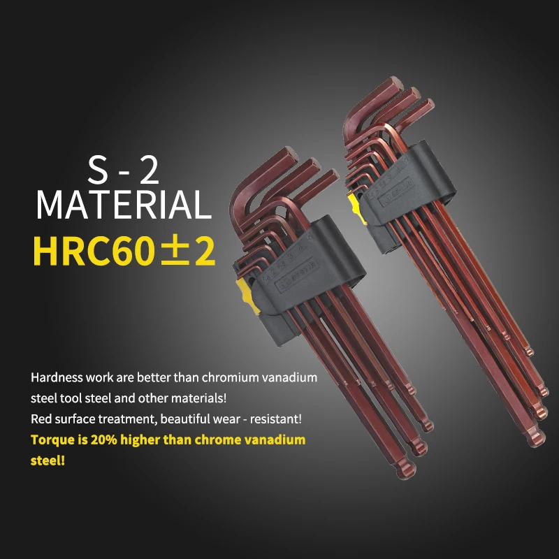 

BESTIR 9pcs Standard Torx Star L-Wrenches S-2 Alloy Steel Chrome Vanadium Steel Tool Parts Universal Hand tool