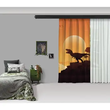 

Cipcici Dinosaur Location Single Panel 3D Printing Curtain For Livingroom Soundproof Modern Window Drape Decorative