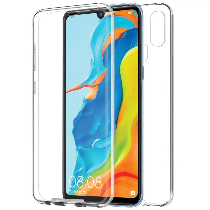 Чехол-подставка 360 huawei P30 Lite | полный прозрачный PC+ Tpu полный корпус спереди и сзади двойной 3D