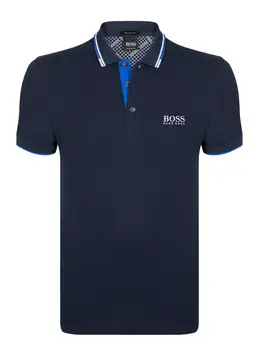 

Hugo Boss Men polo short sleeve Paddy Pro in color navy blue Regular Fit Cotton Spring Summer