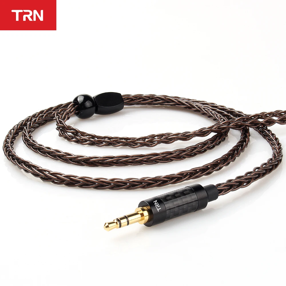 TRN-Cable para auriculares T4, Conector de 8 núcleos, OCC, cobre y cristal individual, 3,5 MM, MMCX, 2 pines, actualizado, para TRN V90, V80, V10, BA5, ST1