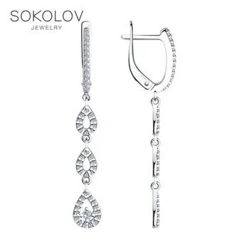 

SOKOLOV Silver drop earrings with stones with cubic zirconia fashion jewelry silver 925 women's/men's, male/female, long earrings, women's male
