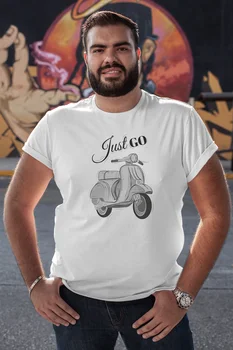 

Angemiel Wear Just Go Vespa White Men 'S Cotton Big Size T-Shirt