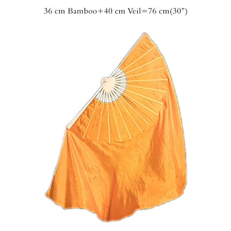 Китайский стиль, Шелковый Танец-веер, двусторонний, для взрослых, Yangko, для выступлений детей, танцевальный веер, оранжевый цвет, квадратный реквизит для сцены - Цвет: 36cm 40cm veil