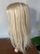 Peluca de cabello humano con Clip para mujer, tupé Invisible de seda, color rubio #613, cuero cabelludo