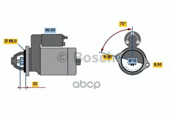 Стартер 12v, 0.9kw 0986017120 Bosch арт. 0986017120