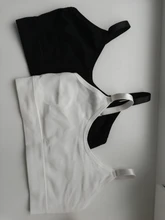 Sujetador deportivo sin costuras para mujer, Top de Fitness para Yoga, Copa A-D, negro y blanco, Top corto de gimnasia para correr