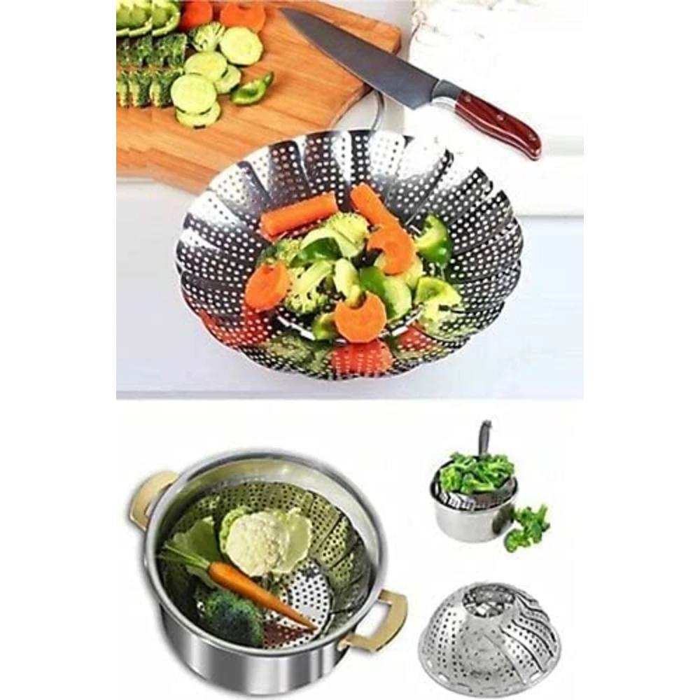 

Stainless Steel Steaming Vegetables Cooking Tool Basket Kitchen Accessory Practical Utensils Home New Arrive Modern