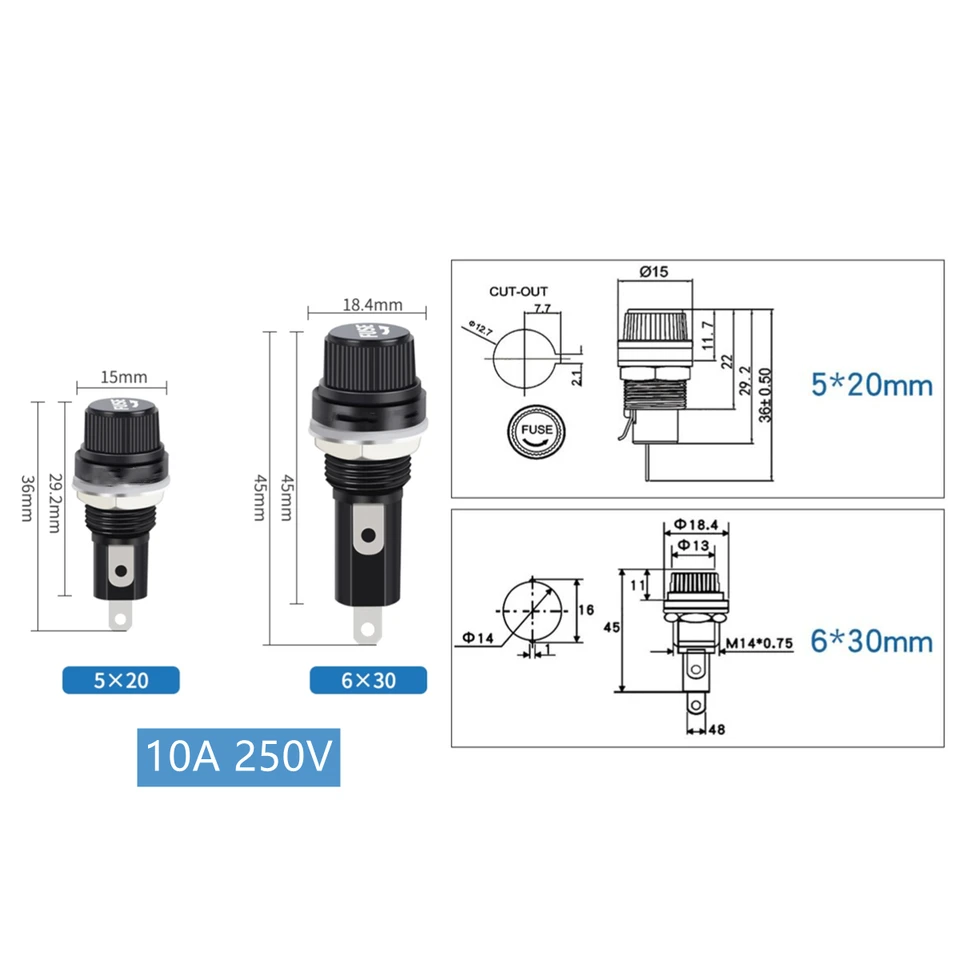 Sourcingmap A14072600UX0237 Soporte De Fusible, Set De 2 Piezas
