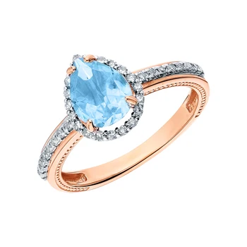 

Gold ring with Topaz and diamonds sunlight sample 585