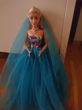 Vestido de boda hecho a mano de princesa, vestido de fiesta de noche, vestido largo, falda, velo de novia, ropa para muñeca Barbie, accesorios de Navidad DIY