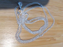 Collar de cadena lateral de Plata de Ley 925 auténtica fina para mujer, niña y niño, 16-30 pulgadas, 2mm, 40-75cm, joyería, collar