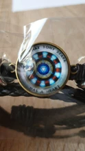 Pulsera de piel de Marvel en 3D, brazalete de Los Vengadores, Iron Man, Action, Tony Stark, Arc Reactor, con estampado de GEMA de cristal