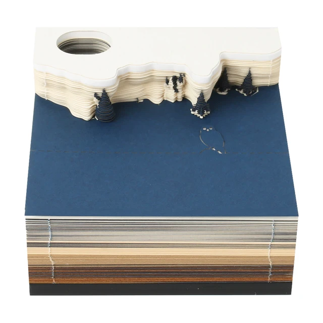 3D Kalender 2025 Abreißkalender Mit LED-Beleuchtung - Notizblock & Deko (9,8x9,8x8,5cm)