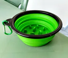 Tazón de comida lenta para perros, cuencos plegables de silicona para mascotas, tazón portátil de viaje para perros, plato de desarrollo interesante, 1000ML