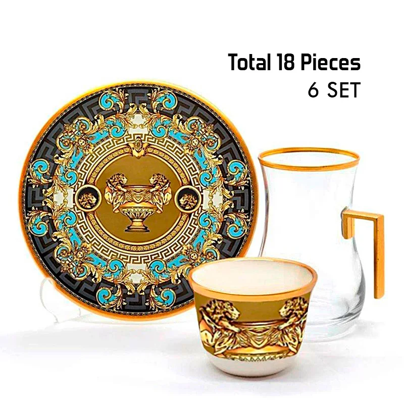 Kings Coffee Cup and Tea Saucer Set of 6 Top Grade Porcelain Unique Victorian Design Luxury Royal is a 18 Pieces | Дом и сад