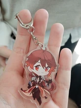 Genshin-Llavero de 11 estilos, Base de acrílico, regalo para seguidores, Genshin Impact Zhongli Diluc Venti Paimon