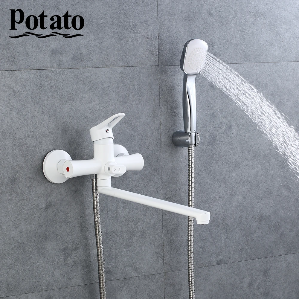 

Potato Bathroom Shower Faucet Bath Faucet Mixer Tap With Hand Shower Head Set Wall Mounted hot and cold water p22270-