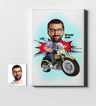 

Personalized Men Biker Cartoon Canvas Table (50x70 cm.) 1