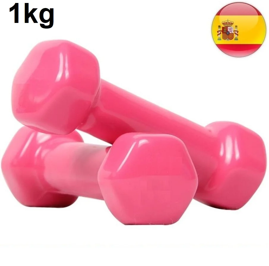 2X mancuernas pesas de 1kg cubierta en vinilo suave ejercicio gimnasia