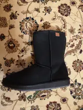 Snow-Boots Sheepskin INOE Women Sole-Flats Rubber Shearling Suede Winter Basic Fur Slip-On