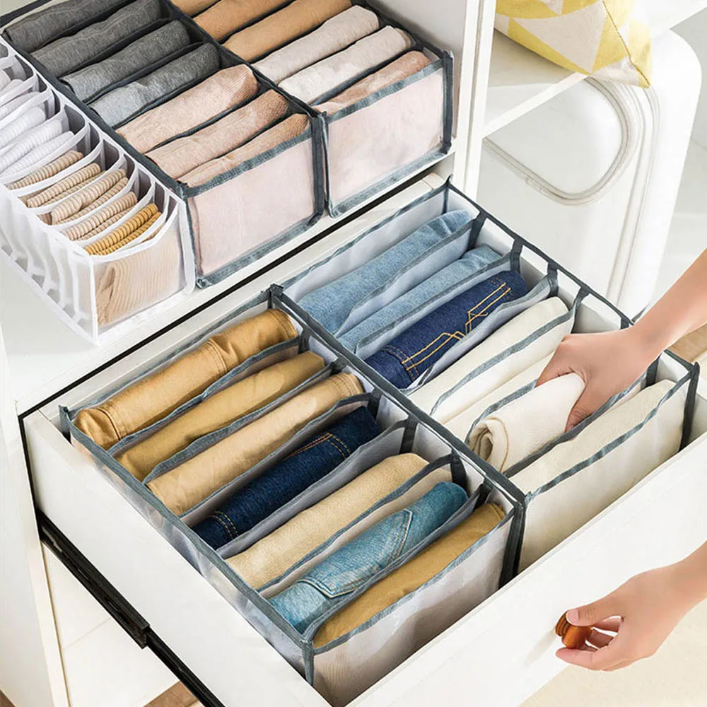 Jeans Compartment Storage Box Closet Clothes Drawer Mesh Separation Box