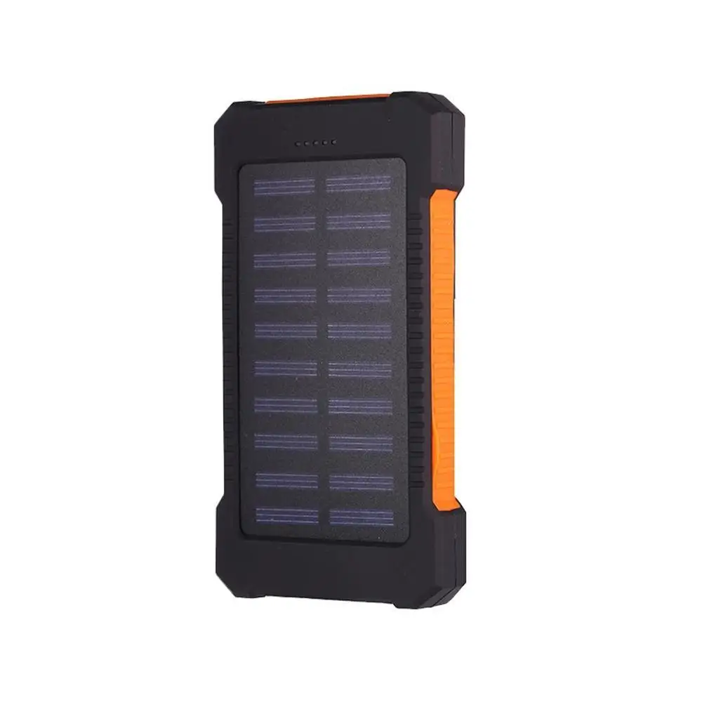 20000 мАч солнечная батарея Внешний аккумулятор 2 USB LC банк питания портативный мобильный телефон зарядное устройство для Xiaomi Mi iphone 8 18650 - Цвет: Orange