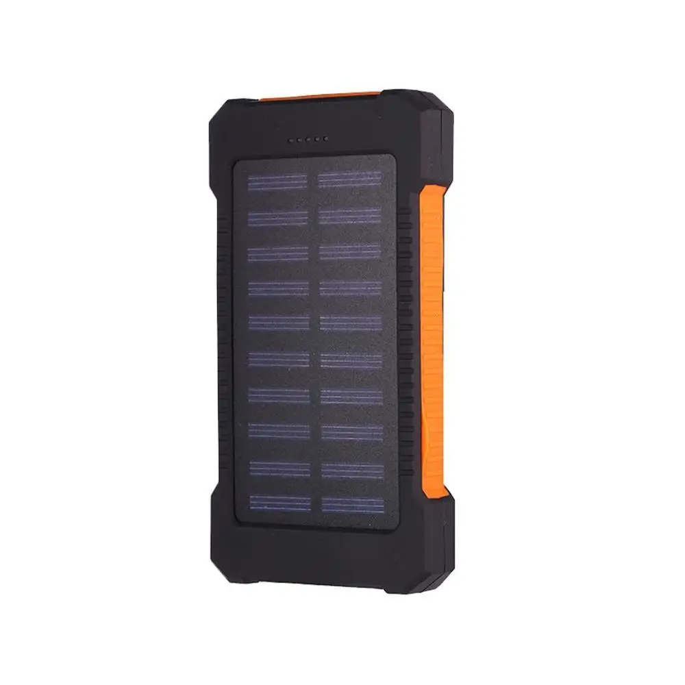 Orange 20000 мАч солнечная батарея Внешний аккумулятор 2 USB LC банк питания портативный мобильный телефон зарядное устройство для Xiaomi Mi iphone 8 18650 - Цвет: Orange