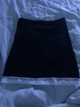 ALLNeon E-chica dulce ribete de encaje con moño negro faldas Y2K estética sólido alto cintura Bodycon falda corta Clubwear 90s fondos Vintage