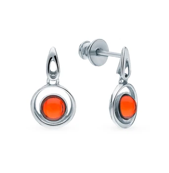 

Silver earrings with amber sunlight sample 925