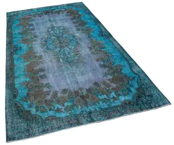 

162x288 Cm Turquoise Handmade Over Dyed Rug-5x9 Ft
