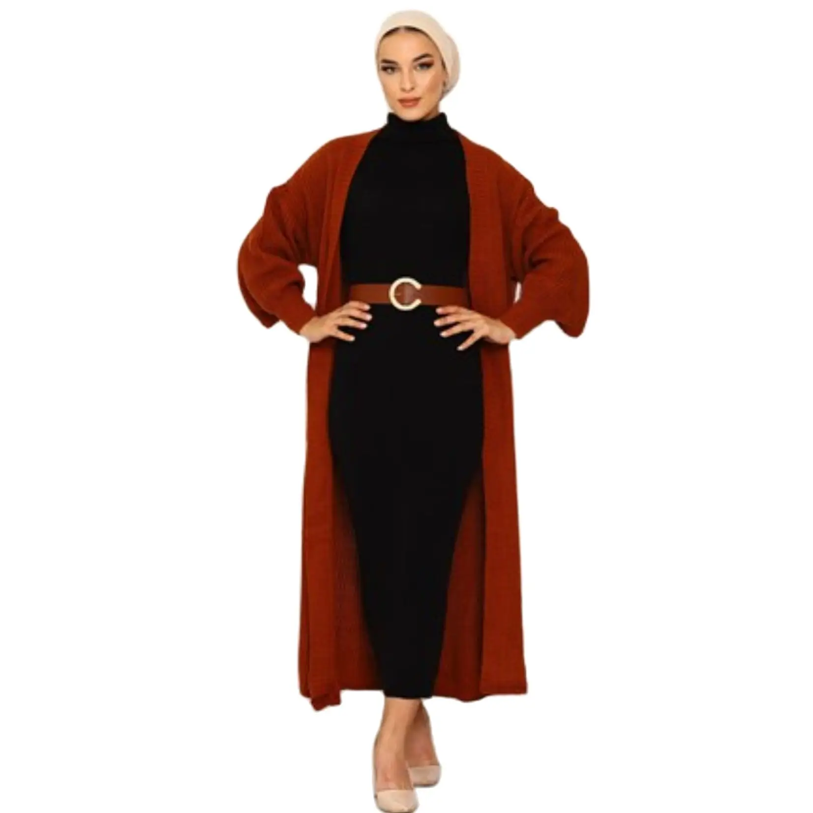 2-piece-women's-set-embroidery-patterned-knitwear-maxi-turtleneck-dress-and-pocket-detailed-maxi-cardigan-turkey-muslim-fashion