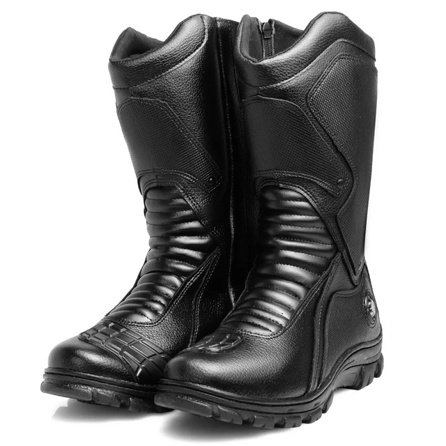 Bota Coturno Couro Ecológico Motociclista Proteção Tornado.