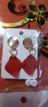 Pendientes con clip geométrico para mujer, aretes Vintage rojo, verde, blanco, con orificio sin pendiente, joyería coreana Irregular 2019