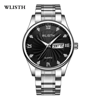

WLISTH Workplace Men's Watch Business Casual Quartz Watch Dual Calendar Luminous Steel Band Waterproof Watch Relogio Masculino
