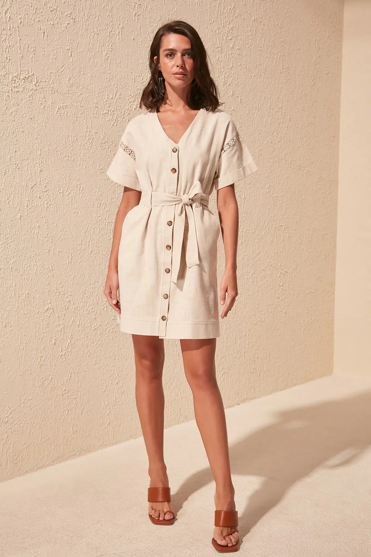 Платье на пуговицах с поясом TWOSS20EL1065 | Женская одежда