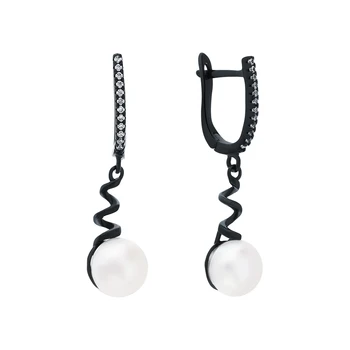 

Silver earrings with cubic zirconia and pearls cultured sunlight sample 925