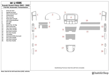 

Interior trim for Suzuki Grand Vitara 2003-2005. Set L1595.