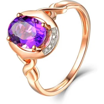 

Lucas gold ring with amethyst and diamonds in red gold
