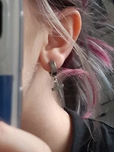 Pendientes Piercing falsos de acero inoxidable para mujer y hombre, pendientes sin perforación, Cruz, gótico, Punk, Rock, 1 unidad
