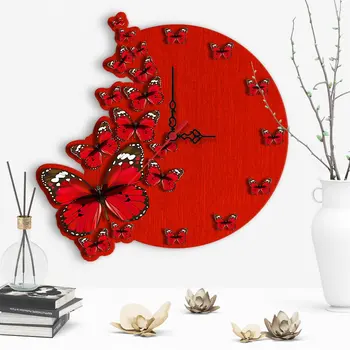 

Butterfly Design Decorative Wooden Wall Clock-1