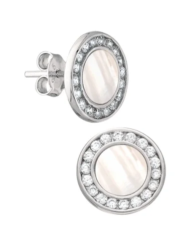 Pendientes Plata Rodiada Circulo nagar y Circonitas