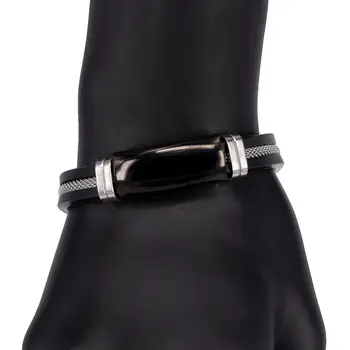 

Leather bracelet (silicone, box lock, black) 55469