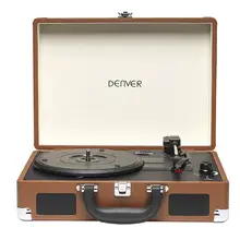 Вертушка DENVER VPL-118 с динамиками(2x1 Вт) дизайн поворотного стола Ретро режим записи цвет Marron