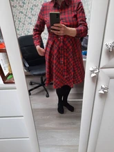 Shirt Dress Button Scottish Long-Sleeve Capucines Plaid Vintage Vestido Women Autumn