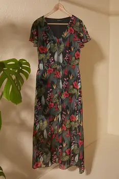 

Trendyol Flower Decorated Handles Flounces Dress TWOSS20EL1260