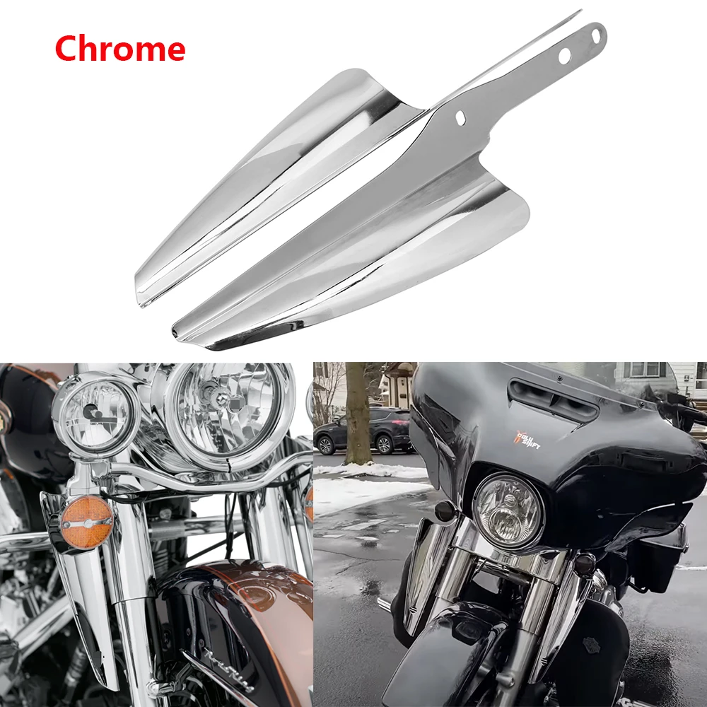 Motorcycle Chrome Front Fork Mount Wind Deflectors Windscreen Fairing